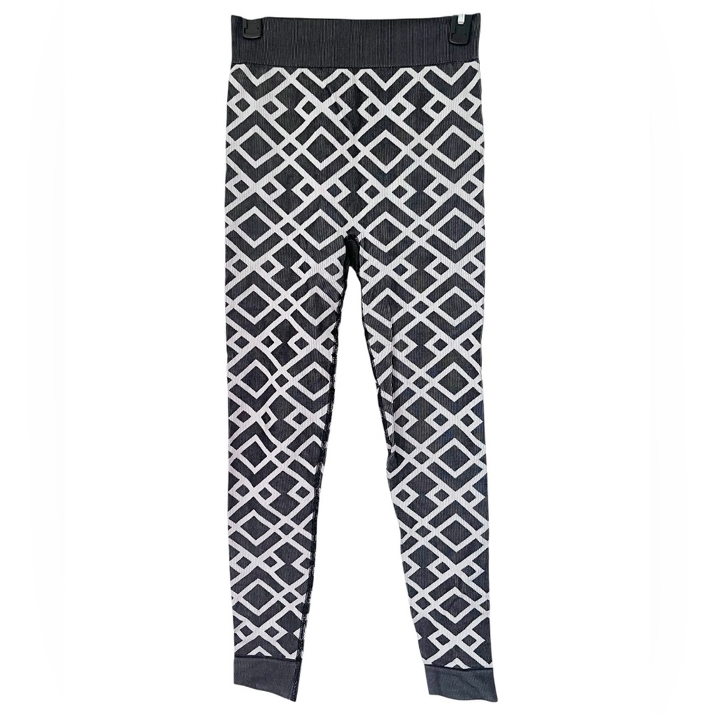 Sweaty Betty Black and‎ White Geo Jacquard Pattern Ski Base Layer Leggings Small
